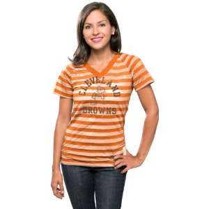   Browns Womens Retro Sport Burn Out Stripe T Shirt: Sports & Outdoors