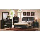 FurnitureMaxx 5pc Wood Leather Bed Room Set (Queen Bed,Dresser,Mirror 