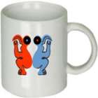   Easter Island Birds Red and Blue Cartoon Figures Ceramic Coffee Cup