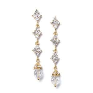  Crystal Drop Earrings with Faceted Bead 