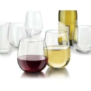 Libbey Vina 12 Piece Stemless Red and White Wine Glasses in Clear at 