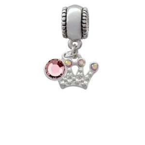  Small Faux Stone Crown with 4 Pink AB Swarovski Crystals 