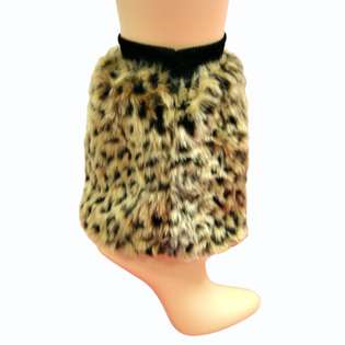 Leopard Animal Print Faux Fur Leg Warmer Muff Boot Cover (L01449 