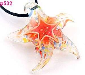 Starfish flower Murano Lampwork Glass Pendant Necklace p532  