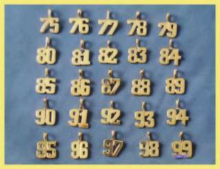 Gold Number Charm Pendant Team Player 24k Gold Plated NFL NHL NBA 