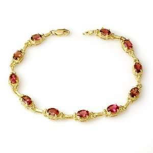  Genuine 4.5 ctw Pink Tourmaline Bracelet 10K Yellow Gold 