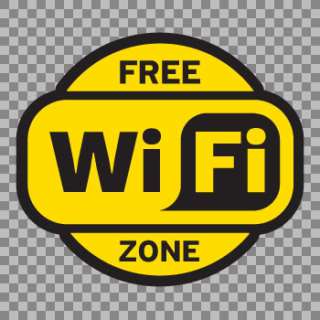 Decal Sticker Sign wifi Free Zone Yellow Black Print On Vinyl X2ZZ9 