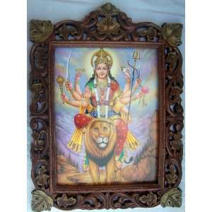 Indian Hindu Godess Maa Vaishano Devi in Himalayas Poster painting in 