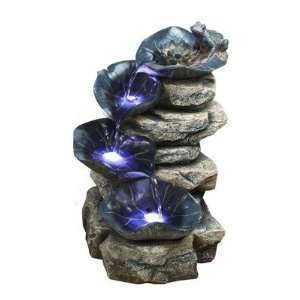   Alpine Four Tier Rock Fountain with LED Lights Patio, Lawn & Garden