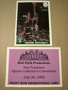1992 Dikembe Mutombo Front Row Promo Card  