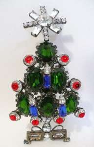 Festive Large L. Vrba Christmas Tree Brooch/Pendant  