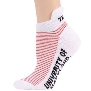 Maryland Terrapins Ladies White Red Striped Ankle Socks:  