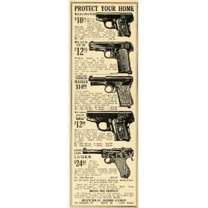   Arms Handguns Pistols Mauser Luger   Original Print Ad