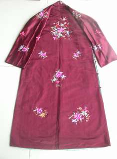 Chinese old hand embroidery long silk robe Costume  