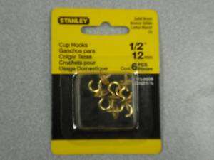 Stanley 1/2 Cup Hooks (Solid Brass) (6 Pack) 75 9000  