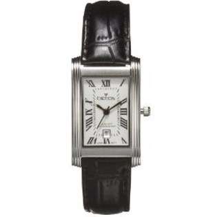   Strap and Silver Rectangle Case With White Dial CR207990BSSS  Croton