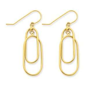  14k Gold Double Loop Dangle Wire Earrings: Jewelry