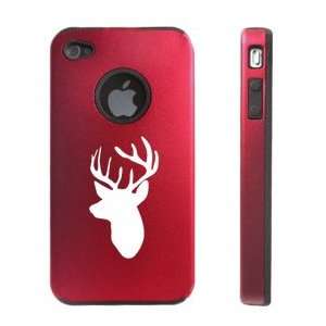 : Apple iPhone 4 4S 4G Red D1596 Aluminum & Silicone Case Cover Deer 