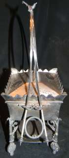 ANTIQUE 1880s SILVER PLATE BASKET JEWELRY BOX W TRAY  