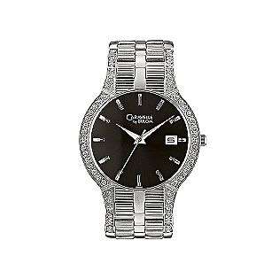 Mens Stainless Steel Watch With Swarovski Crystal Accents. Silver 