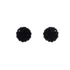 DoubleAccent 6mm Sterling Silver Round Black Disco Crystal Ball Stud 