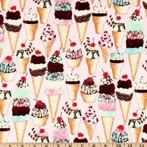  45 Wide Ice Cream Sundae Pink Fabric By The Yard Arts 