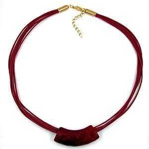  NECKLACE, TUBE, FLAT CURVED, DARK RED, 50CM, NEW DE NO 