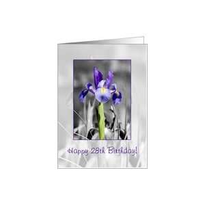  Selectively colored blue iris   Happy 28th Birthday Card 