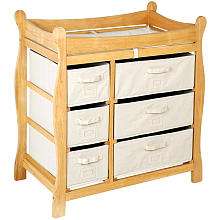 Badger Basket Sleigh Style Changing Table with 6 Baskets   Natural 