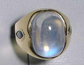 Stunning Gem Moonstone & Sapphire 18kt Gold Ring  