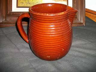 Vintage Brown Monmouth Pottery rings JUG pitcher 6  