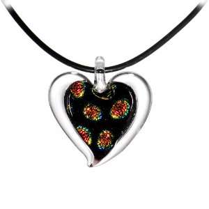  Orange Polka Dot Dichroic Heart Choker Necklace: Jewelry