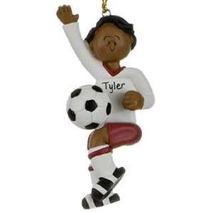  Personalized Ethnic Soccer   Male Christmas Ornament: Home 