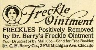 1919 Ad Dr. C H Berry Co Freckle Ointment Treatment Removal Beauty 