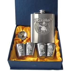  Homer Simpson Stainless Steel Hip Flask Gift Set Sports 