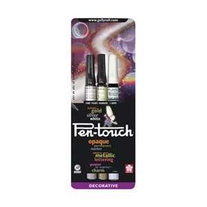  Pen Touch Markers Fine Point 1mm 3/Pkg White Gold Metallic 