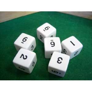 Opaque White and Black 6 Sided Dice Toys & Games