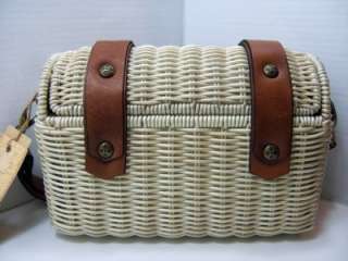 PATRICIA NASH CAPALLE SHOULDER BAG TAN LEATHER NATURAL STRAW WICKER 