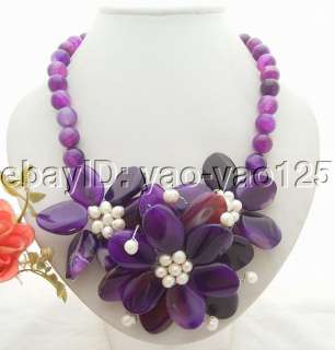 Charming White Pearl&Purple Agate Necklace  