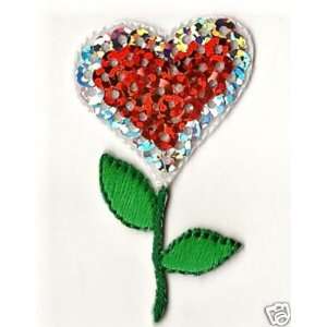 BUY 1 GET 1 OF SAME FREE/Iron On Applique Heart Flower Embroidered w 
