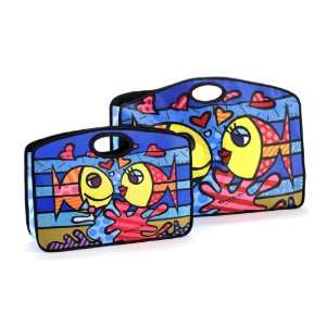 Giftcraft Romero Britto Microfiber Set of 2 Grab Bags Deeply in Love 