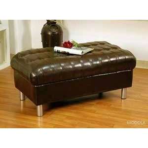 Brown 41 Tufted Ottoman Bench 