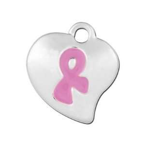   16mm Heart Shaped Pink Ribbon Awareness Charm Arts, Crafts & Sewing