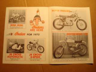 1972 INDIAN MINI BIKE MOTORCYCLE SALES BROCHURE  