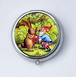 Gnome & Bunny pillbox PILL case box holder fairytale rabbits DIY 