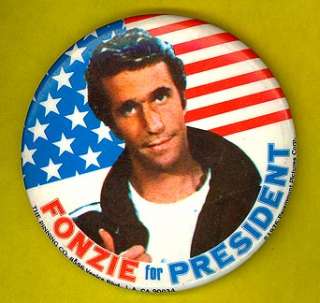 Fonzie Fonz for President 1976 pinback button badge  