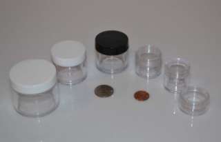   50, 100pc 1/2oz Empty PLASTIC JARS Clear CONTAINERS w/ Lid, Cosmetic