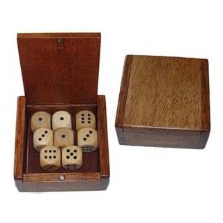 Wooden Dice Box and 8 Wooden Dice