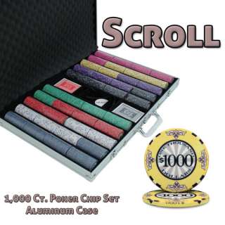 1000 Scroll Ceramic Casino Grade Poker Chip Set  