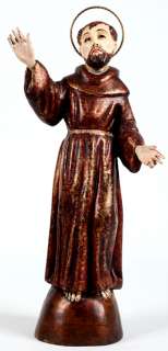 St Francis~Colonial Cuzco Art Gilded Handcarved Wood Icon Santo Figure 